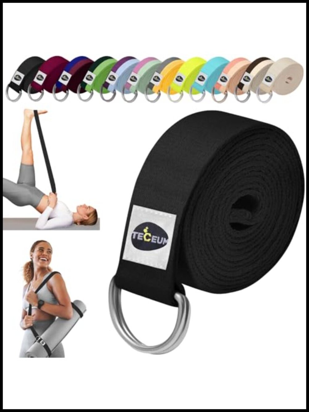 2-in-1 Cotton Yoga Mat Strap for Stretching & Carrying
